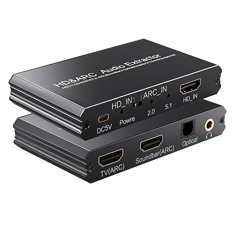 HDMI ARC Audio Extractor,4k 60Hz, eARC to Soundbar Optical 3.5mm Converter