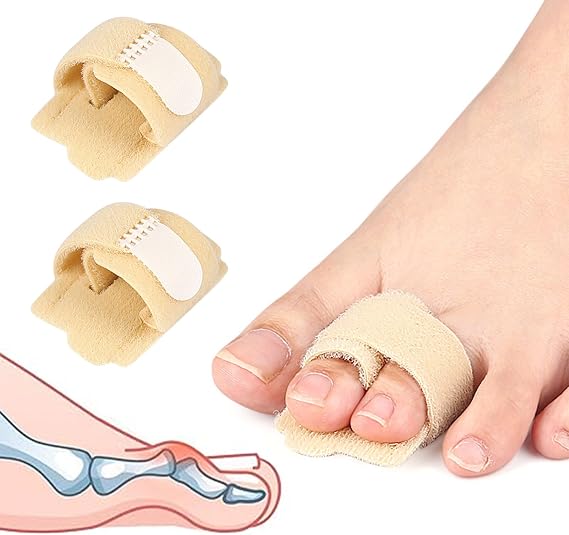 2 Pack Toe Separators for Hammer Toes, Toe Bandages for Broken Toes, Toe Corrector for Men and Women, Toe Splints for Correcting Hammer Toes, Crooked (Beige)