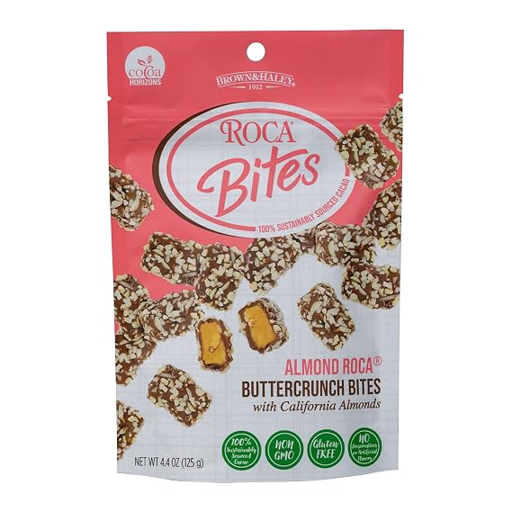 Almond Roca Pack of 1-4.4oz Chocolate Candy Bites - Buttercrunch Bites with California Almonds - Gluten Free, Kosher, Chocolate