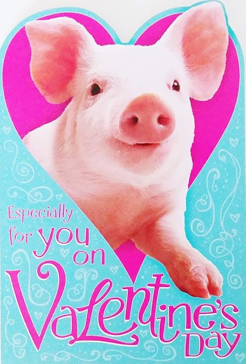 Greeting Card Especially For You On Valentine's Day with Pig - Hogs and Kisses