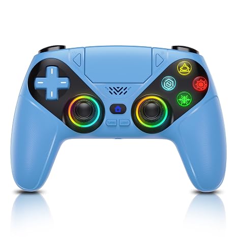 Gamrombo LED Wireless Controller for PS5, Compatible with PS5 Pro/Slim/PC, Dual Vibration, Macro/Turbo Function, 3.5mm Audio Jack, 6-Axis Motion Control Gamepad with Speaker 