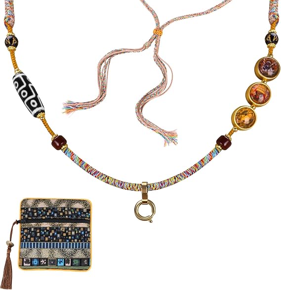 Vovo Tibetan Handcrafted Pendant Cord Thangka Pendant Chain Decorative Necklace DIY Adjustable Necklace Gift Box Set for Men/Women Spiritual Gift B-01