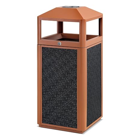 Commercial Steel Trash Can 15 Gal, Brown