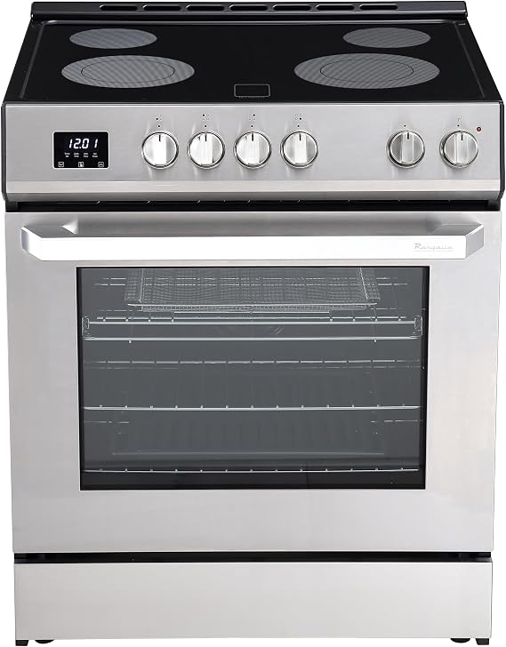 Rangaire RRE303TS Electric Range Oven with Timer and AirFry Infrared Stove Burners, True Convection, Easy Reach Racks, 30", Stainless Steel