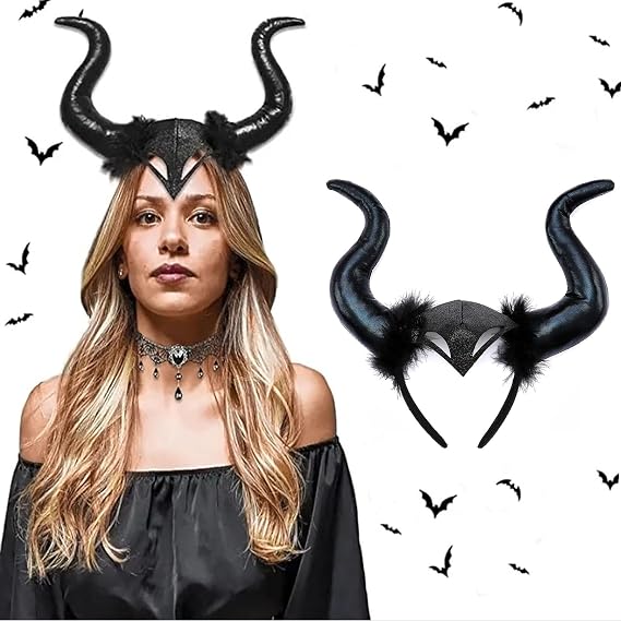 Soochat Devil Horn Headband Demon headband Horns Headpiece Halloween Cosplay Party Photo Props Headband Costume Accessory