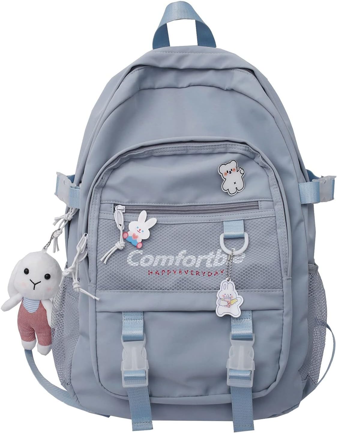 School Backpack for Teens Girls Middle School Student Travel Blue Laptop Backpack Korean Cute Aesthetic Backpack Blue