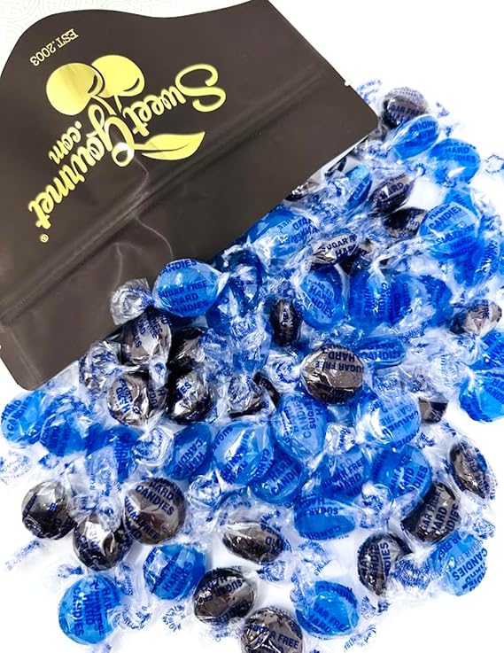 SweetGourmet Sugar-Free Hard Candy Berry Mix, Blue Raspberry and Blackberry Flavors, Keto Friendly, Gluten-Free, Fat-Free, 2-Pound Resealable Pouch