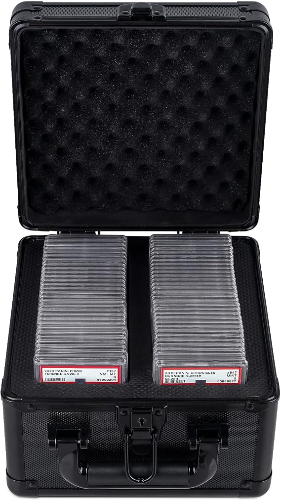 KAGSWAMO Graded Card Storage Box, Holds 60+ PSA Slab Card Case for Graded Cards Sports Cards, Baseball Trading Card Case Holder Fits PSA, CSG, BGS and Top Loaders