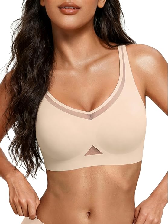 Avidlove Wireless Bras for Women Mesh Full Coverage Jelly Padded Bralette No Underwire Push Up Seamless Everyday Bra