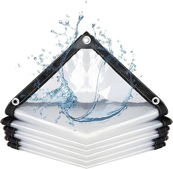 Clear Tarp Heavy Duty Waterproof, 2x4 FT Transparent Vinyl Tarpaulin with Grommets, Outdoor Plastic Tarp Cover for Patio Enclosure Greenhouse Chicken Coop Garden Roof Plant Shelter