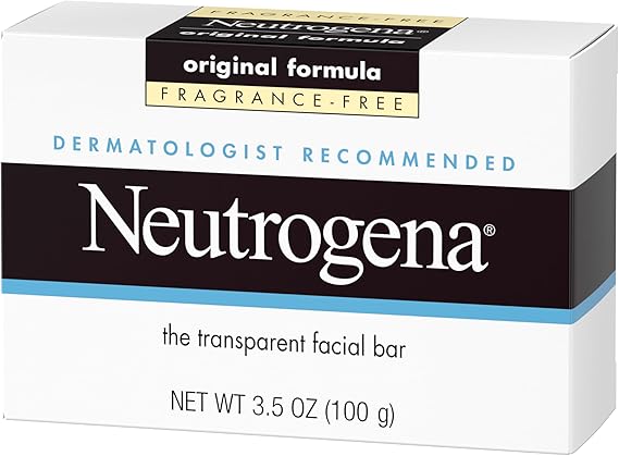Neutrogena Original Fragrance-Free Facial Cleansing Bar with Glycerin, Pure & Transparent Gentle Face Wash Bar Soap, Free of Harsh Detergents, Dyes & Hardeners, 3.5 oz | Fragrance-Free Glycerin Face Wash Bar Soap for Gentle Daily Cleansing, Hypoallergenic & Dye-Free Pure Facial Soap