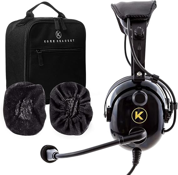 KORE AVIATION KA-1 General Aviation Headset for Pilots with 100% Cotton, Washable, Double Knit, Cloth Ear Cover (Sold in Pairs)