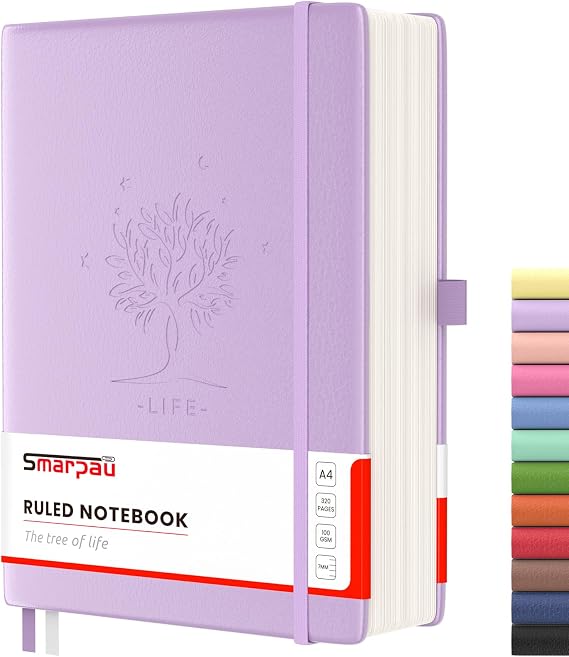 Smarpau Large A4 Lined Notebook, 320 Pages Thick Leather Journal
