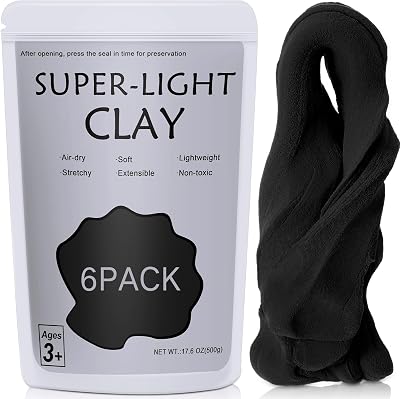 Qilery 6 Pack Air Dry Clay, 6.6 lb Non Toxic Modeling Clay Natural Air Dry Clay Soft Super Light Clay Self Hardening Pottery Clay for Kids Children Adults DIY Art Sculpting Craft SuppliesBlack