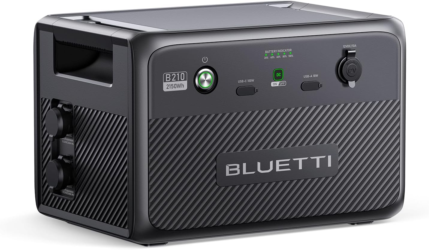 BLUETTI B210 Expansion Battery, 2150Wh LiFePO4 Solar Generator for Power Station AC240AC200L, DC Power Source with 100W USB-C, Extra Battery Backup for Balcony, Camping, Travel, Power Failure