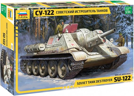 Zvezda 530003691 1:35 SU-122 Soviet Self-Propelled Hown Car Model Kit, Plastic Construction Kit, Assembly Kit for Assembly, Detailed Replica