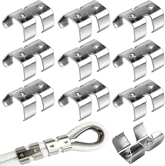 Heavy Duty 304 Stainless Steel Double Rope Clamps, 10 Pack