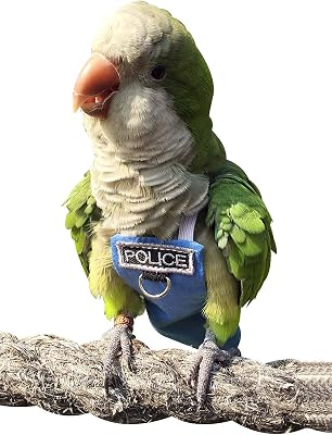 Bird Clothes Parrot Diapers Bird Flight Suits with Police Pattern, Reusable Waterproof Diapers for Parrots Birds Party Cosplay Photo Prop Small Animals Apparel 3XL