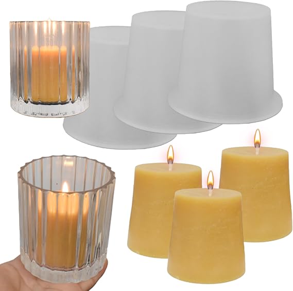 3 Pack Cylinder Candle Mold - Votive Candle - Silicone 3D Molds for Pray, Peony & Home Decor - Resin Casting & Soap Making Molds