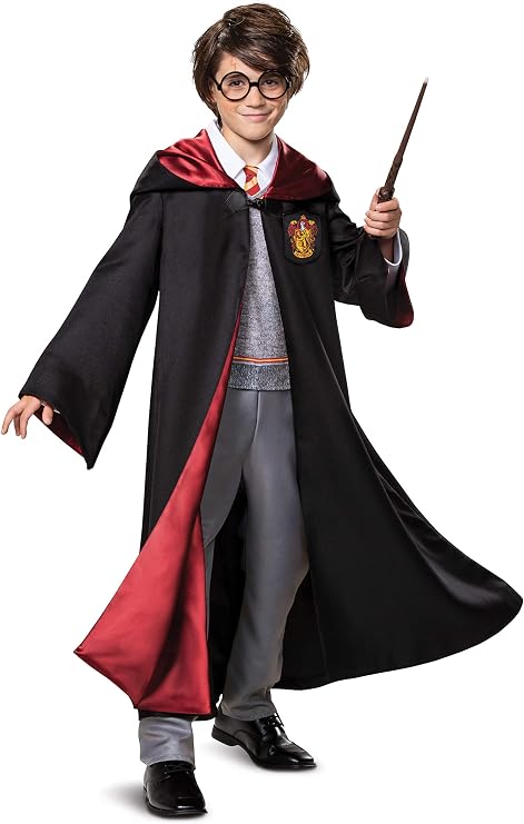 Disguise Harry Potter Premium Costume, Kids Prestige Hooded Robe and Jumpsuit, Children Size Small (4-6)