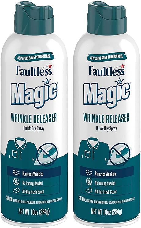 Magic Wrinkle Releaser (2 Pack) Say No to Ironing, Perfect for Travelers, Moms or Those On The Go, Static Electricity Remover + Fabric Refresher + Odor Eliminator + Wrinkle Remover, Fresh Scent