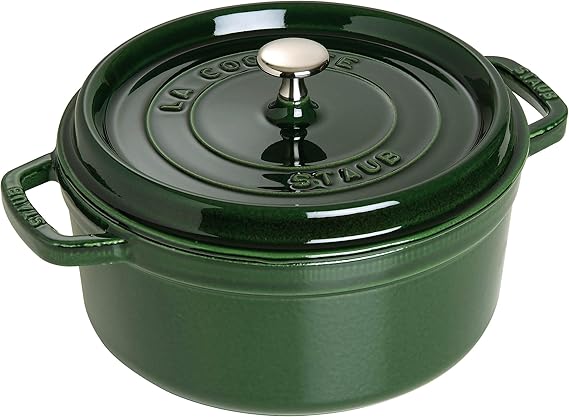 Staub 40509-361 La Cocotte Round, Pico Cocotte Round Basil Green, 11.0 in 28 cm, Large, Double Handle, Cast Enamel, Pot, Induction Compatible, Japanese Regular Sales Item