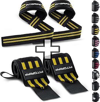 Fitgriff Lifting Straps & Wrist Wraps Bundle Superior Support for Weightlifting & Gym Workouts - for Men and Women