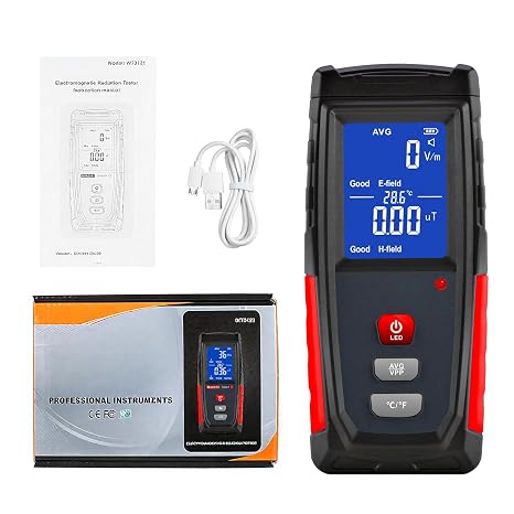 EMF Meter, Detects Electric & Magnetic Field, Handheld Digital EMF Detector | with Color LCD, Sound-Light Alarm, Data Hold, Portable Radiation Tester for Home/Office/Outdoor