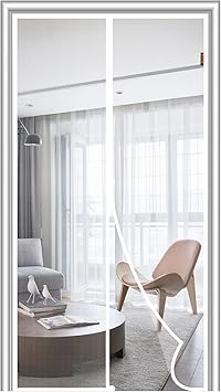 Magnetic Screen Door White, Fits 30 x 80 Door, Tear-Resistant High-Density Fiber Mesh, Keep Annoying Creatures Out, Pet Friendly, Easy Install with Strong-Adhesive Hook&Loop, Enjoy Beauty Sunshine