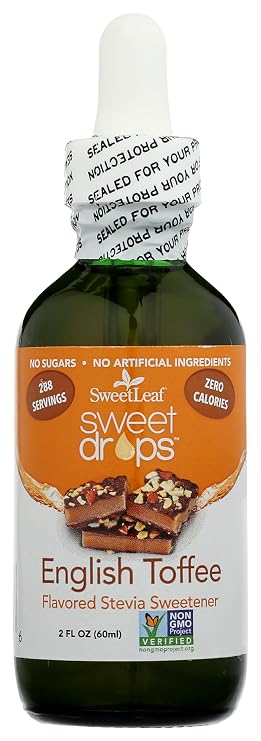 SweetLeaf Stevia Drops Liquid Sweetener, English Toffee - 2 Fl Oz, 1 Pack | Sweet Drops, Organic Stevia Leaf Extract, Zero Calorie, No Erythritol, Sugar Substitute, With Dropper