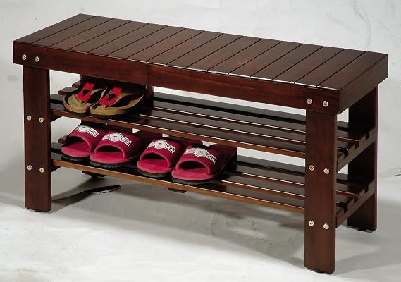 Solid Wood Shoe Bench (Cherry)
