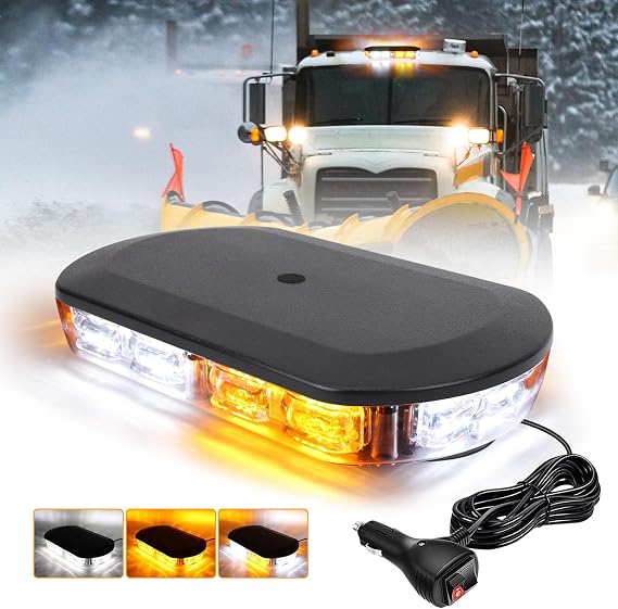 3 Color Beacon Rooftop Strobe Lights 60 Flashing Modes LED Warning Flashing Strobe Light with Magnetic Base,72 LED High Brightness Emergency Safety Waterproof Beacon Light for 12-24V Trucks