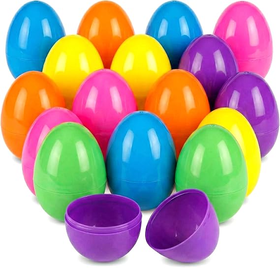 Reusable Easter Eggs (Approx. 9 cm) – 24 Pack Fillable Plastic Eggs in 6 Colours – Empty Split Eggs for Easter Egg Hunts, Family & Party Activities