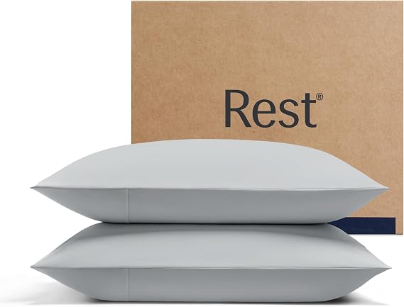 REST Evercool+ Cooling Pillowcases for Hot Sleepers, King, 2PCS | IONIC+ Silver-Infused Yarn for Hygienic Sleep, Cool-to-Touch, Silky Smooth for Hair, High-Elastic Snug Fit, Machine Washable