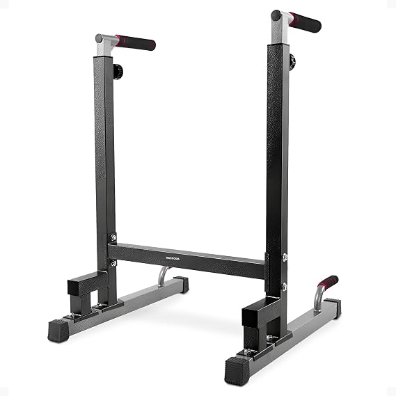 BalanceFrom Steel Frame Dip Station with Adjustable Height, 500 Pound Weight Capacity Upper Body Workout Home Gym Equipment for Triceps, Push & Pull Ups, Leg Raises, and Bench Press