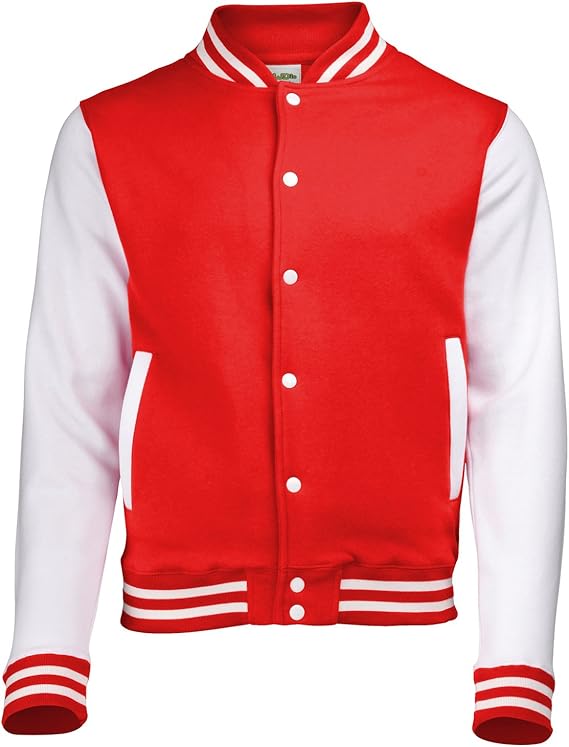 AWDis Hoods Varsity Letterman jacket Fire Red / White M