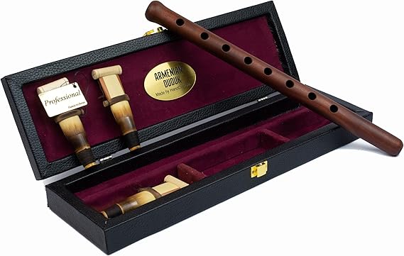 Professional Armenian DUDUK instrument from apricot wood, wooden case covered with leather, 1 professional reed and 2 standard, Flute Oboe Balaban Woodwind - Key A duduk - Playing Instruction