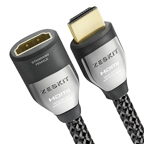 Zeskit Cinema Plus 4K 1.5ft Male to Female High Speed HDMI Extension Cable 22.28Gbps Compatible with 4K 60Hz Dolby Vision HDR ARC HDCP 2.2 Roku Fire TV Stick Xbox PS4 Pro Apple TV LG Sony Samsung