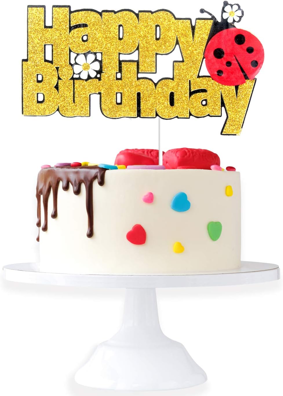 Caterpillar Ladybug Happy Birthaday Cake Topper - Baby Shower Little Spring Butterfly Cake Topper - Ladybug Party Decorations For 1st Birthday girl