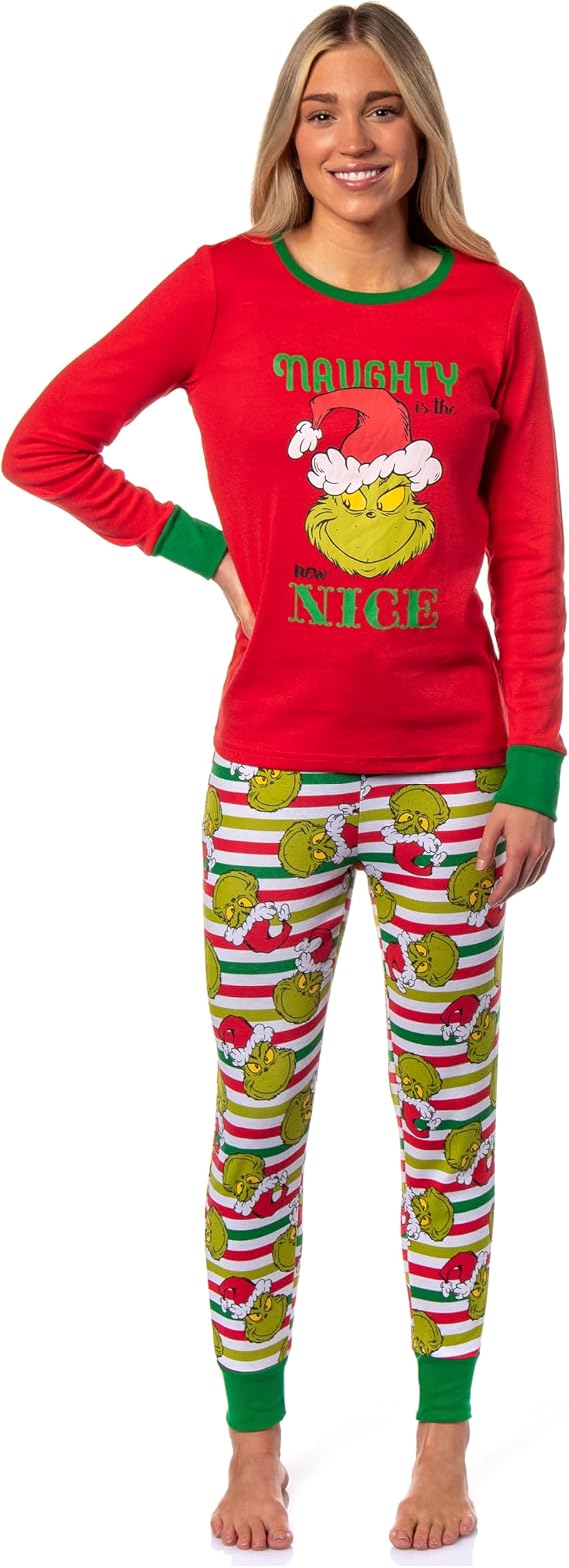 Dr. Seuss Womens' GRINCH Who Stole Christmas Naughty is the New Nice Lounge Pajama Set