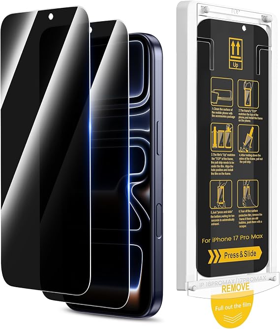 Maxdara 2 Pack for iPhone 17 Pro Max Privacy Screen Protector
