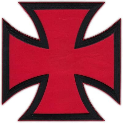 Motorcycle Biker Jacket Embroidered Patch Large Back Patch - Red and Black Maltese Cross - Knights Hospitaller, Knights of Malta, Amalfi Cross