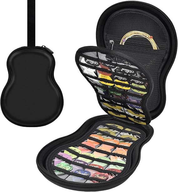 ANKHOH Guitar Pick Holder Case for Fender/for Acoustic/for ChromaCast/for D'Addario/for JIM DUNLOP/for Bolopick/for UNLP MUSICAL INSTRUMENT, 63+ All Size Plectrums Storage Picks Pouch Box, Bag Only