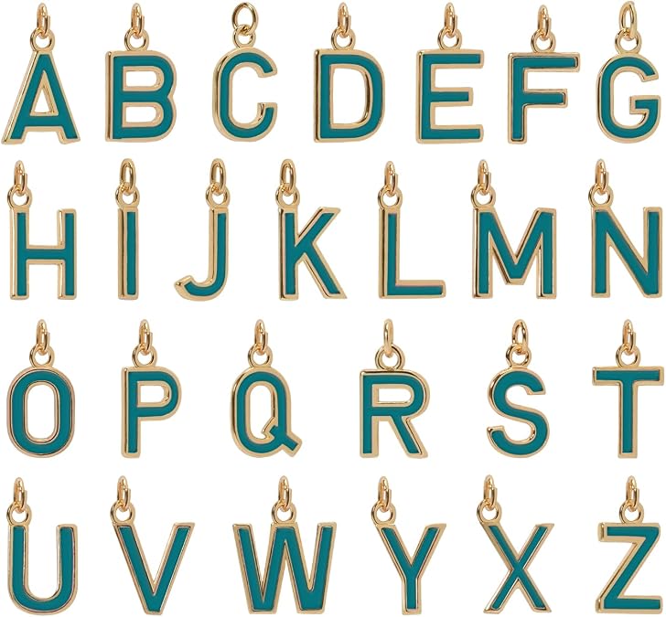 18K Gold Filled A-Z Alphabet Letters Charms,26Pcs Initial A-Z Alphabet Charms,Bracelet Necklace Earrings Charms for DIY Jewelry Making