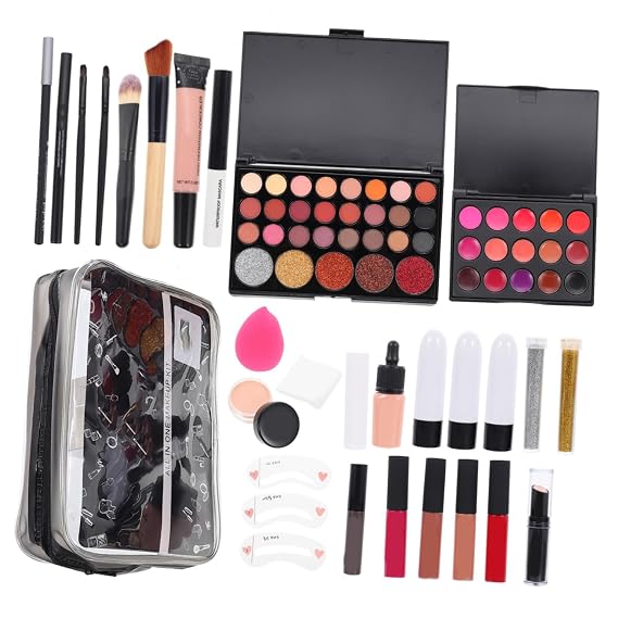 1set Multi-purpose Makeup Kit for Women Complete Makeup Essentials Set Eyeshadow Palette Lipstick Mascara Blush and Brushes for Occasions