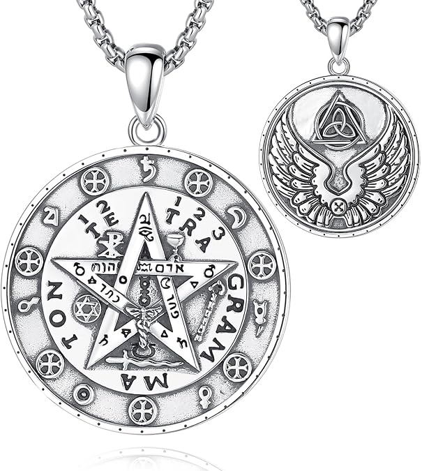 AEONSLOVE Tetragrammaton De Plata 925 Sterling Silver Tetragrammaton Necklace/Metatron Cube Pendant Amuleto De Proteccion Gifts for Women Men
