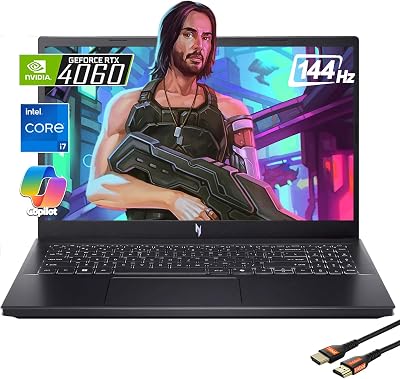 Acer 2024 Nitro V AI-Powered Gaming Laptop | 13th Gen Intel Core i7-13620H Processor | NVIDIA GeForce RTX 4060 | 15.6 FHD IPS 144Hz Display | MUX Switch| wHDMI Cable 64GB RAM | 4TB PCIe SSD