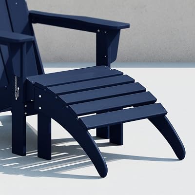 Costaelm Adirondack Chair Footrest Foldable Ottoman, Folding Ottoman Outdoor Foot Rest for Patio Waterproof, Adirondack Ottoman Outdoor, Navy Blue