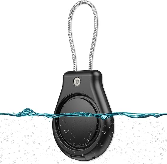 Airtag Holder with Wire Cable, Airtag Keychain Holder,IPX8 Waterproof,360 Hard Protective,Secure Lock,Air Tag Holder for Apple Air tag for Key Chain,Key Ring,Luggage