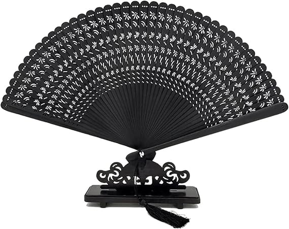 ZUMAHA Portable Minimalist Hand Fan, Chinese Fan for Hanfu/Cheongsam, Japanese Folding Fan with Tassels for Women/Man Gifts Cool